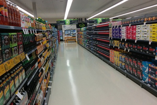 A well organized supermarket aisle