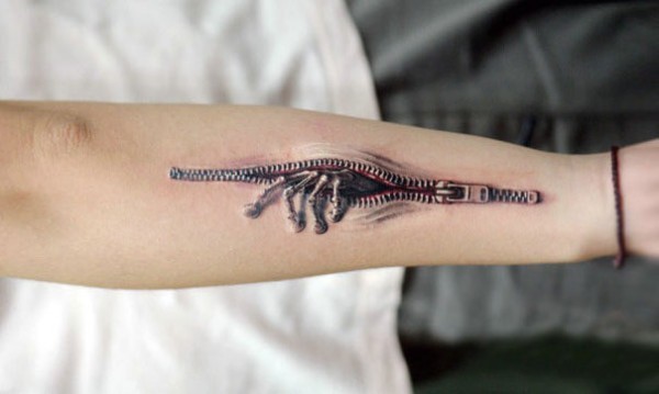 Skeleton hand sticking out of the arm