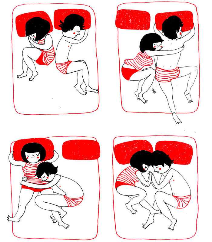 Hugging each other accidentally while sleeping
