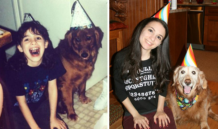“This Is Brandy And Me On Her First Birthday, And 14 Years Later On Her Fifteenth”