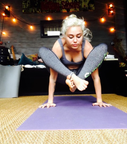 Miley Cyrus doing Yoga