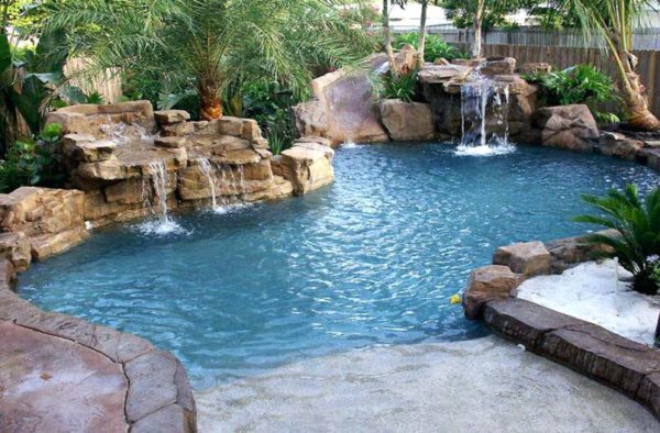 Waterfall swimming pool